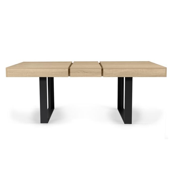 IDMARKET Table à manger extensible rectangle PHOENIX 4-8 personnes bois et noir 160-200 cm