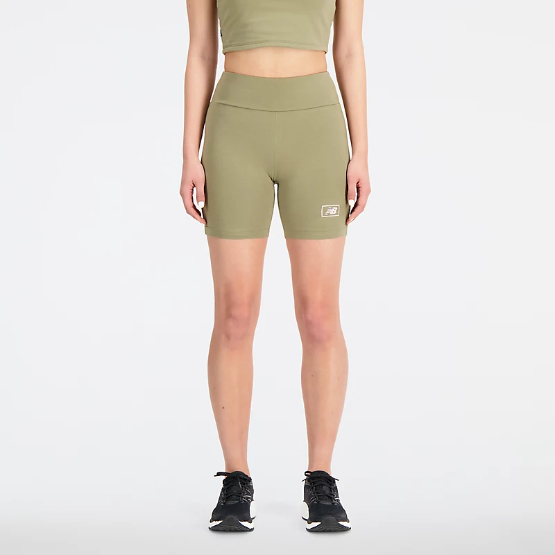 Women's essential cotton fitted shorts with elastane - COVERT GREEN