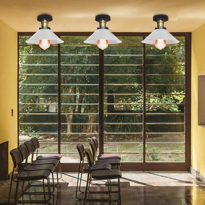 Lámpara de araña industrial UNI en metal blanco, luminaria con pantalla E27 de 40 W, blanca