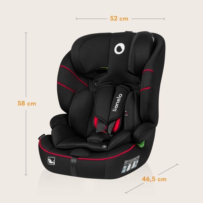 LIONELO Levi i-Size Convertible Babyschale – 76–150 cm – Gruppe 1/2/3 – Schwarz