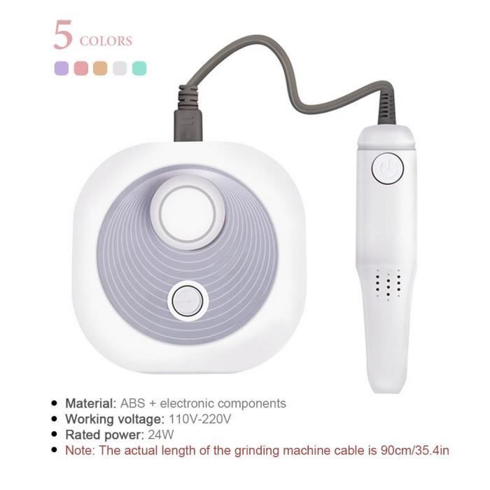 UMIWE Machine Électrique à polir les ongles Manucure Pédicure Polissage Ongles Nail Art Ponceuse Blanc