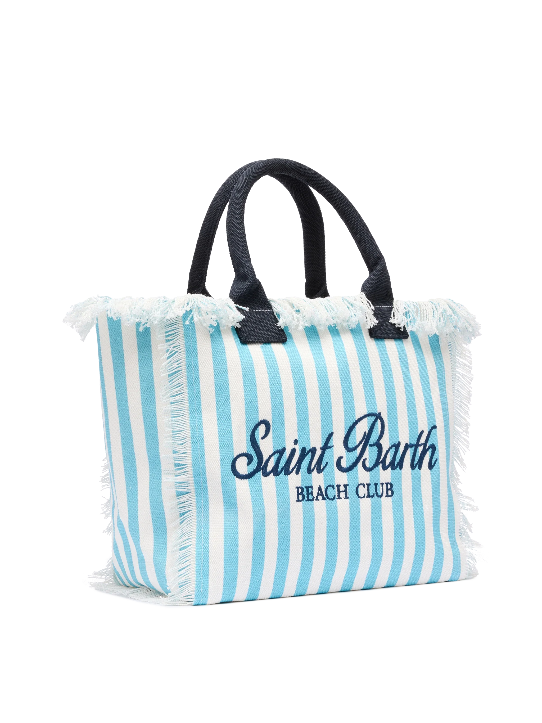 Sac bandoulière Vanity en toile de coton à rayures bleues