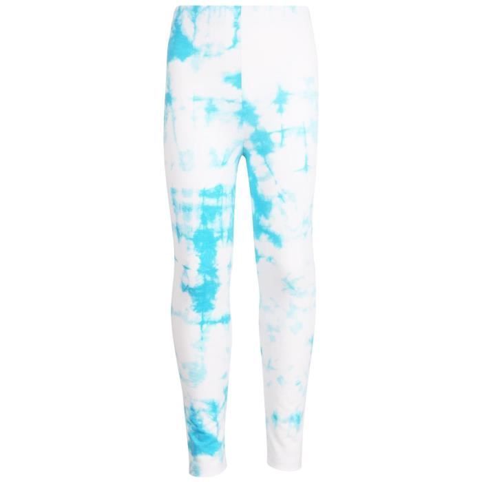 Conjunto deportivo infantil de top con capucha y leggings con estampado tie-dye para niñas de 5 a 13 años.