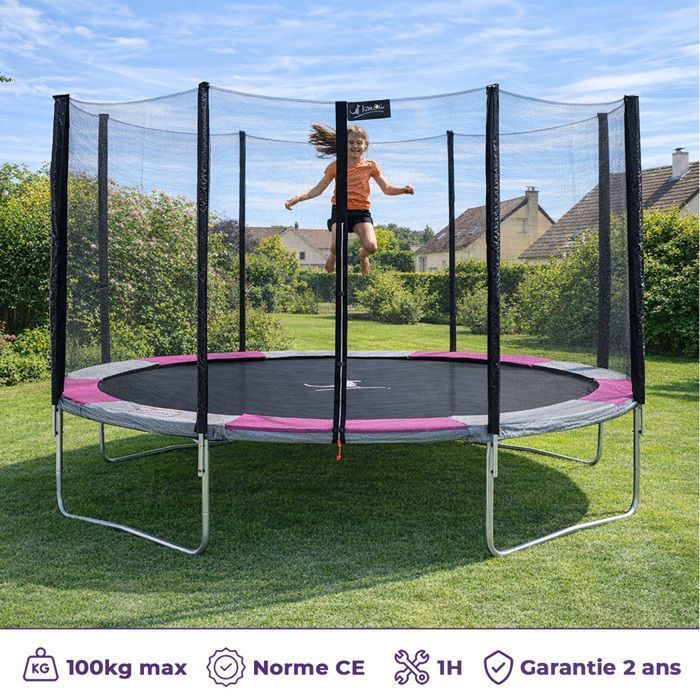 Trampoline KANGUI - RALLI Ø 426‑430 cm – Enfant – XXL – Échelle, Bâche & Kit Ancrage – Certification CE & NF EN 71-14