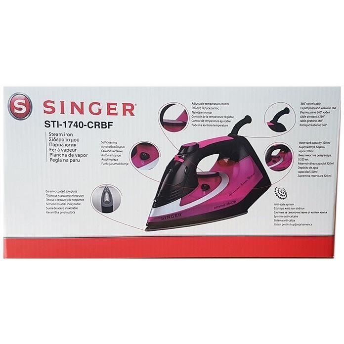 Iron - SINGER STI-1740 - Anti-scale - Horizontal and vertical steam jet - 2600 W - Stainless steel soleplate