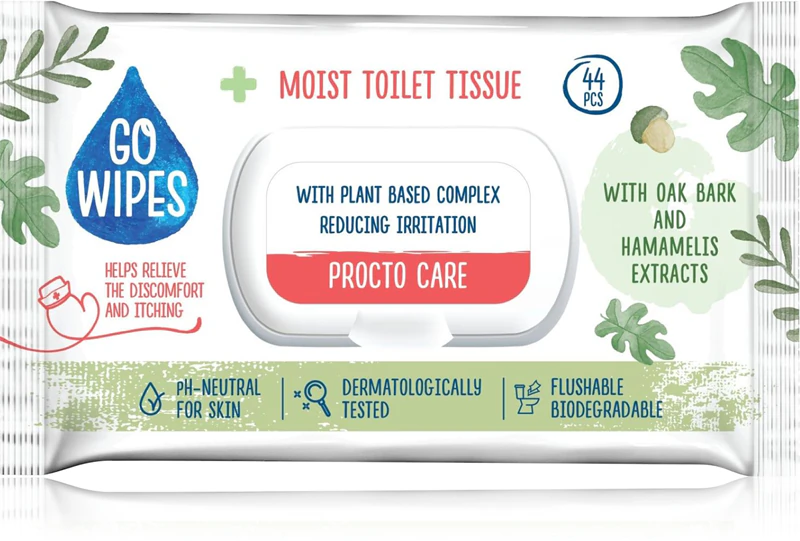 Papel higiênico hidratante GoWipes Procto Care para pele sensível