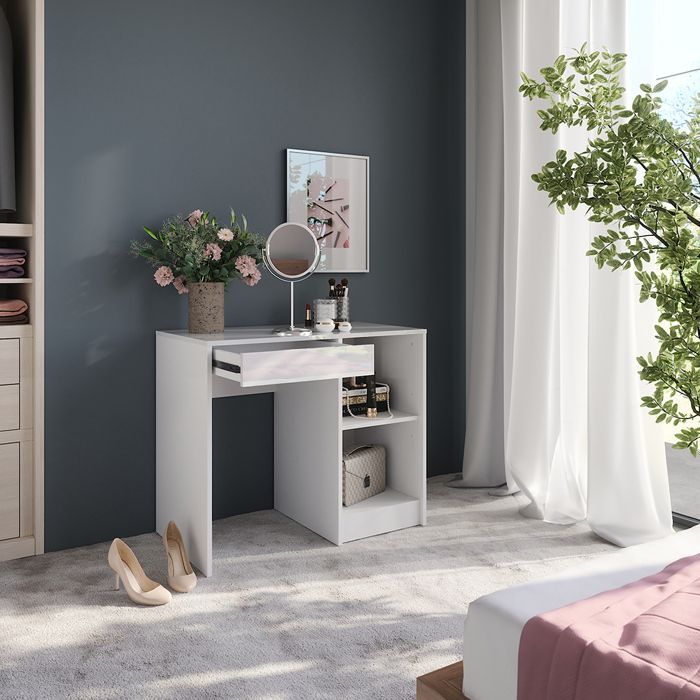 Sherry Dressing Table 89.8cm 4-Piece Set White/High Gloss White Vicco 57687