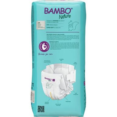 Pañales ecológicos Bambo Nature para niños y niñas, 0% perfume, paquete XL, T3, 4-8 kg, 52 unidades.