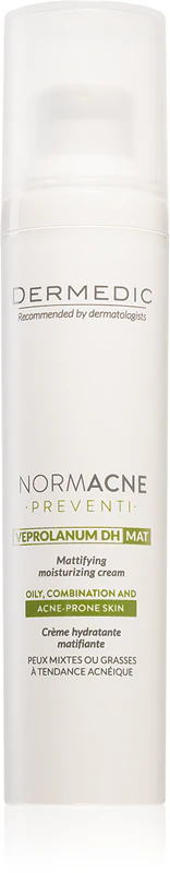 Dermedic Normacne Preventi, cuidado hidratante e matificante para pele oleosa e mista.