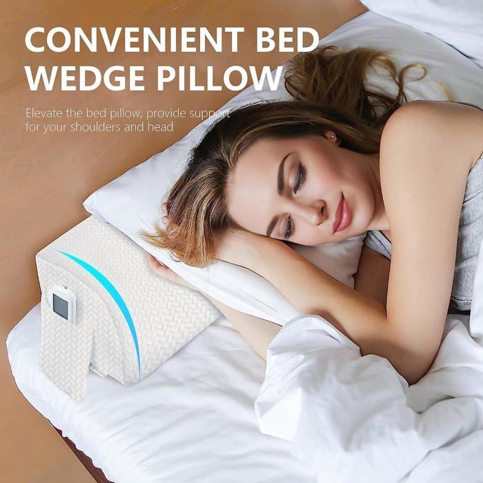 VERCART Long wedge cushion, filling gap (0 to 15.2 cm) between the mattress and the headboard or wall (White, 100cm)