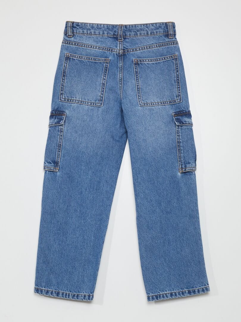 Spijkerbroek met wijde pijpen en zakken - BLAUW
