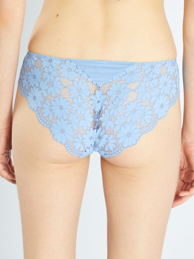 Calcinha de microfibra e renda - AZUL