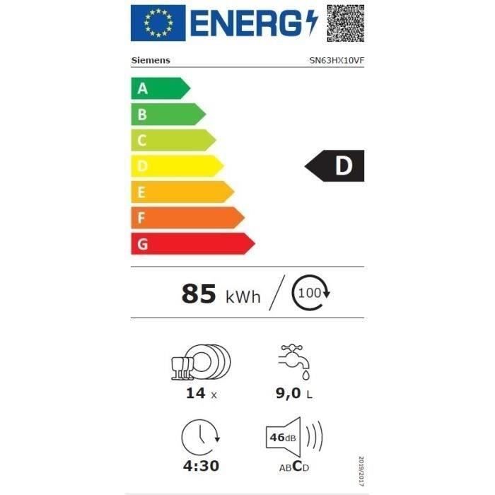 Lavastoviglie SIEMENS SN63HX10VF iQ300 completamente integrata - 14 coperti - 46 dB - cassetto posate - 6 programmi