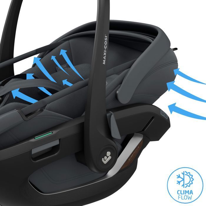 MAXI-COSI Siège auto bébé Coral Slide Pro, coulissant et pivotant, position allongée, Moon Graphite
