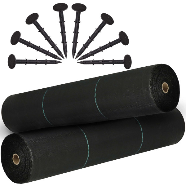 Agrowłóknina antychwastowa 1,6m x 50m agrotkanina czarna 135 g/m2   kotwy