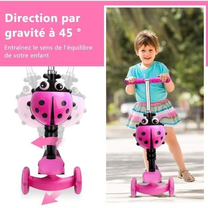 Yoleo 5-in-1 kinderstep - LED-wielen - Verstelbare zitting - Roze
