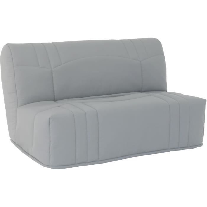 Sofá cama DREAM BZ - Tejido 100% algodón gris claro - Superficie para dormir: 140 x 190 cm