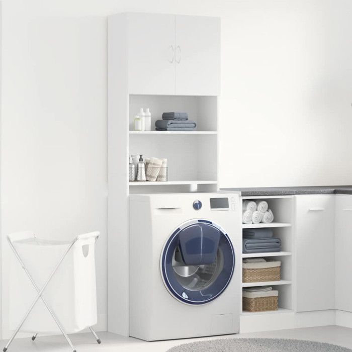 Mueble para lavadora de madera de ingeniería blanca