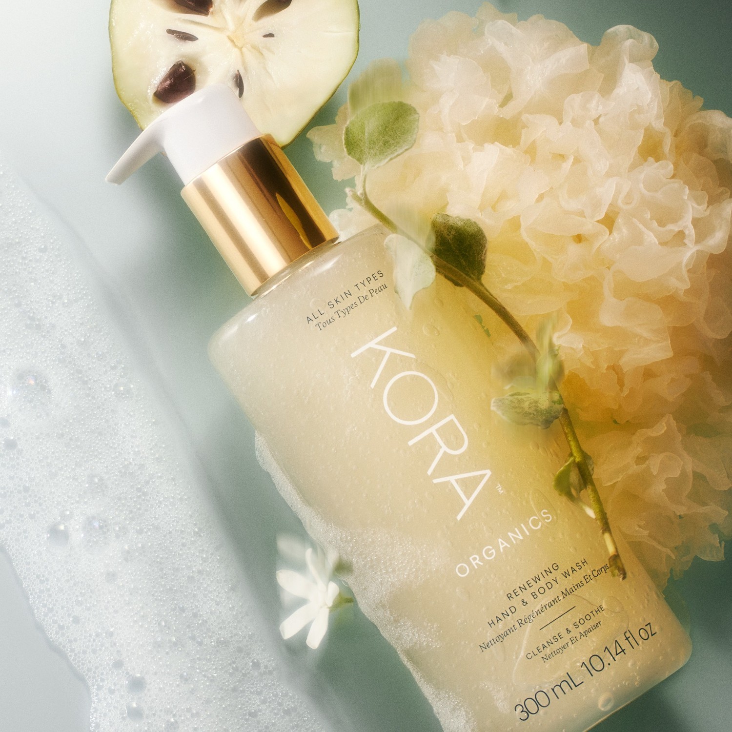 KORA Organics gel za tuširanje, obnavljajući gel za pranje ruku i tijela – 300 ml
