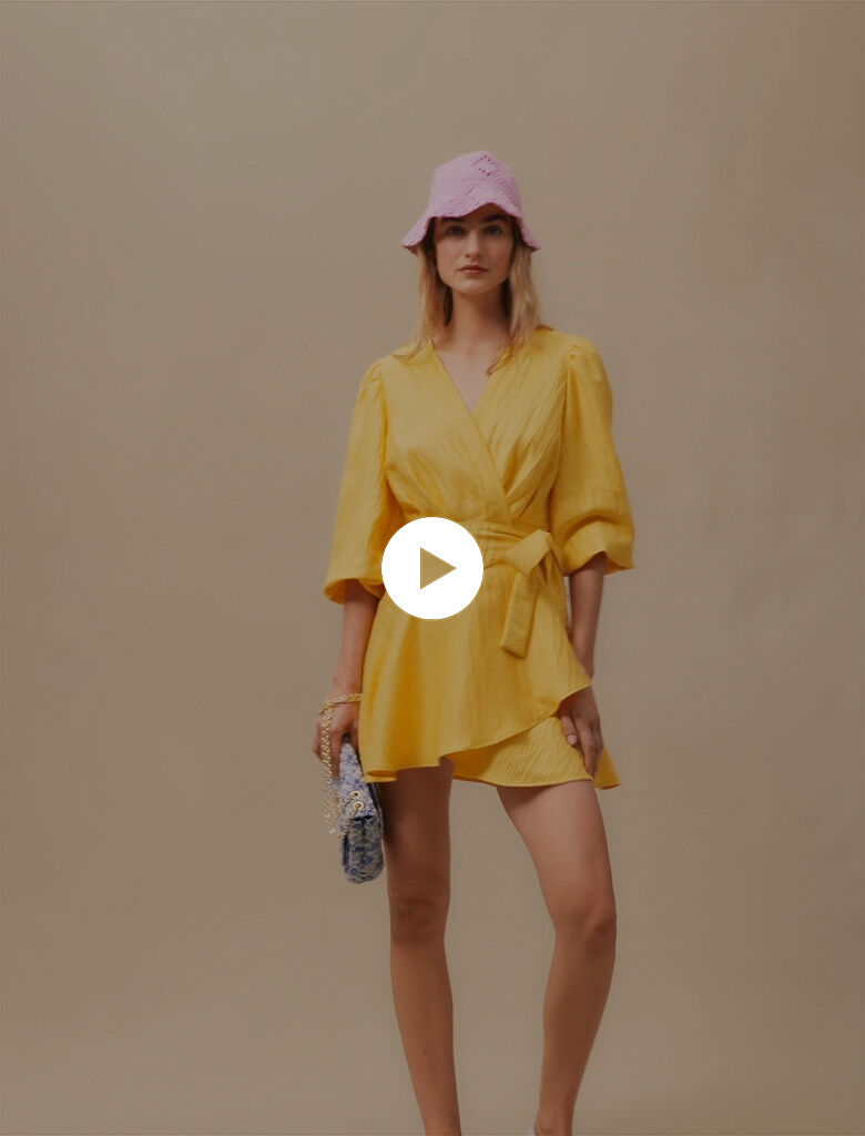 Rochie înfășurată cu nod - Galbenă