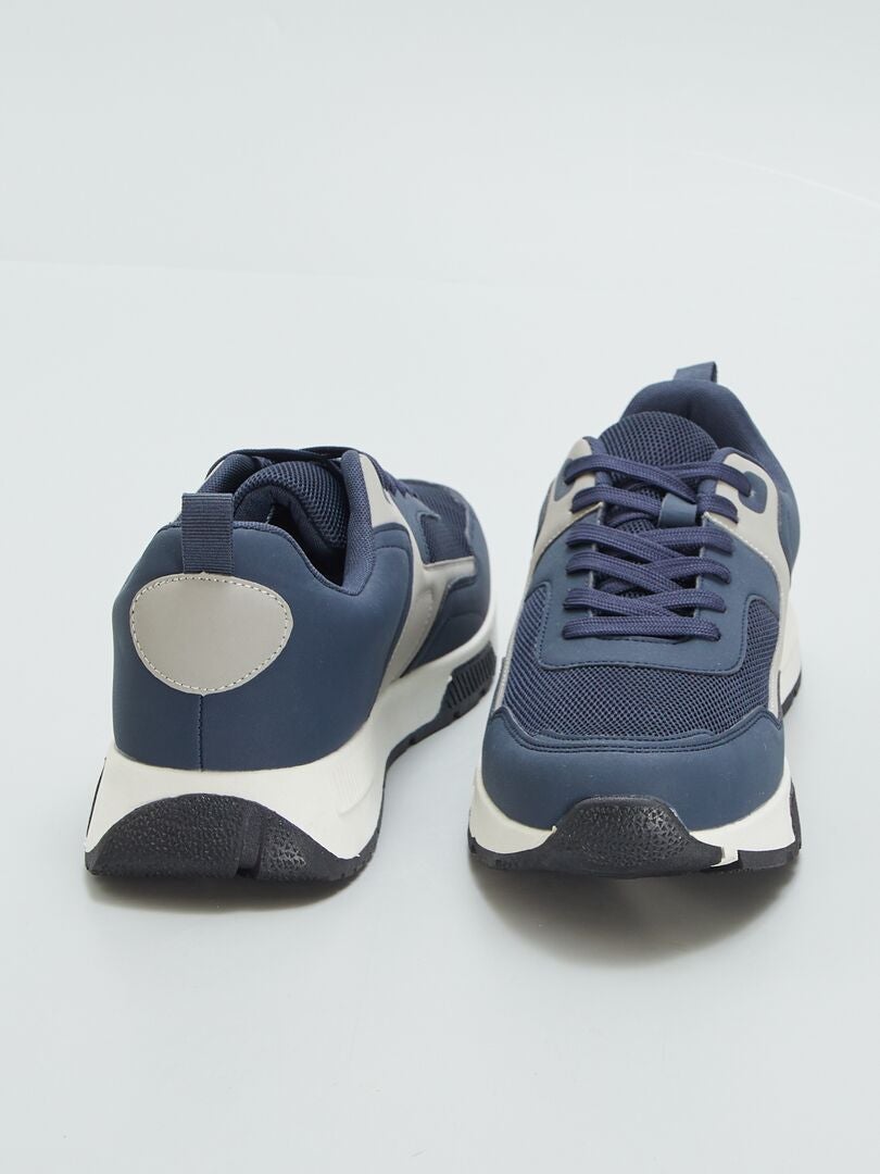 Tricolor mesh sportsneakers - blauw