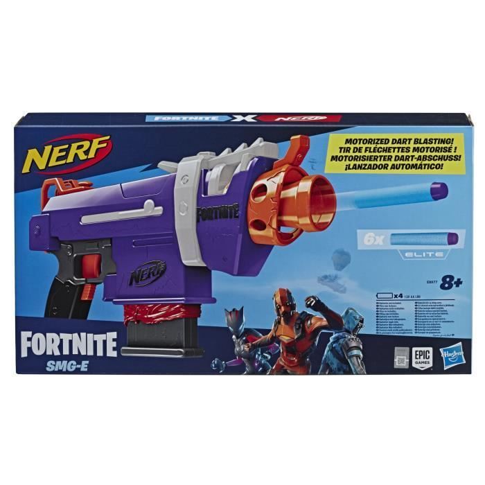 Nerf Fortnite SMG-E - NERF - Blaster motorisé avec chargeur 6 fléchettes - Violet