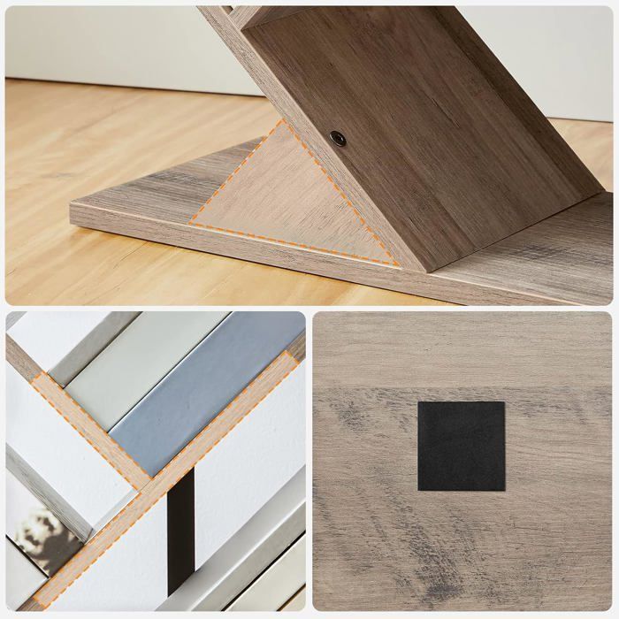 HOOBRO 9-laags boekenplank op poten, boomvormige plank, opbergmeubel voor woonkamer, kantoor, decoratief, grijsbeige