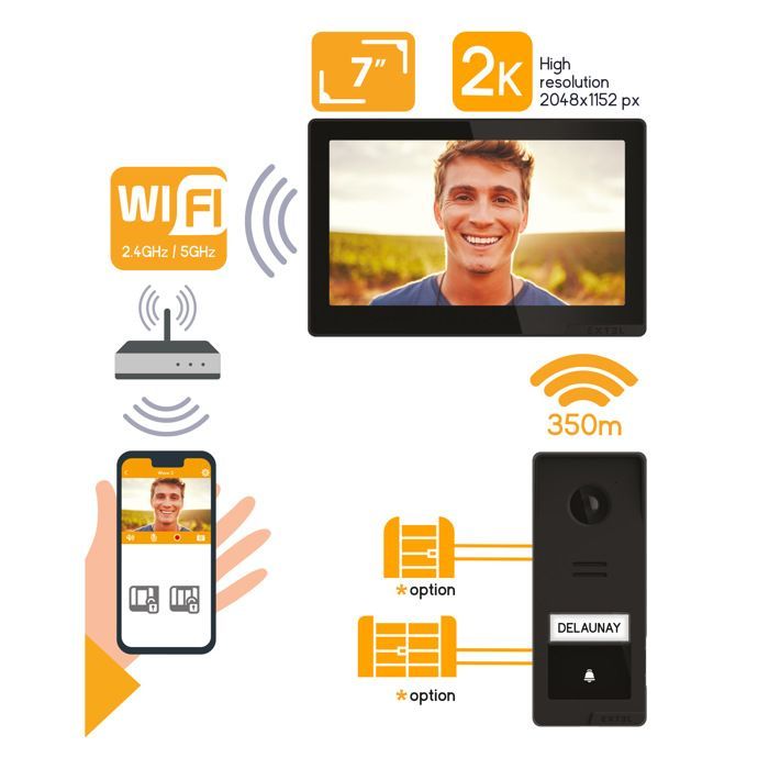 Wireless video intercom with fingerprint access - Wave 3 - Extel - 720337