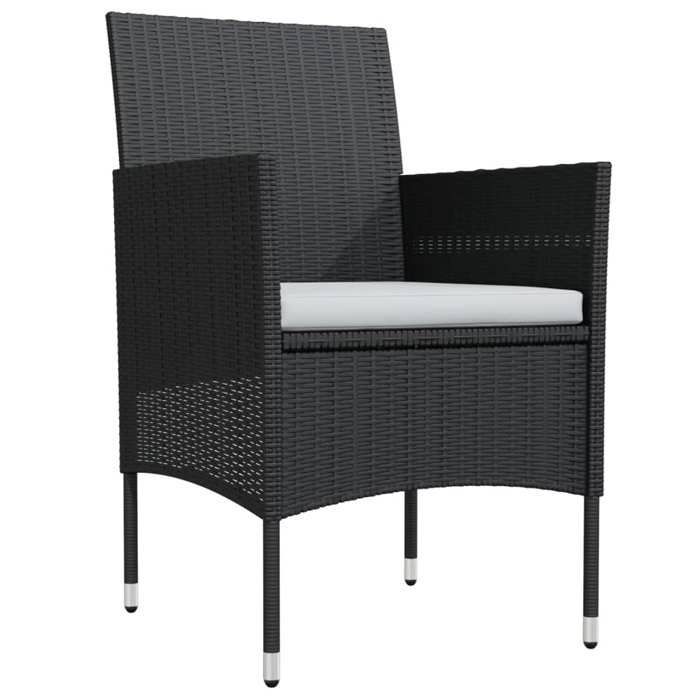 Garden dining set - vidaXL - 7 pieces - Black - Wicker resin - Powder-coated steel - Glass