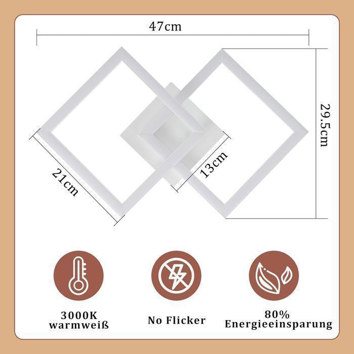 Plafoniera a LED - NETTLIFE - 24W - Bianco caldo 3000K - LED integrato - Metallo