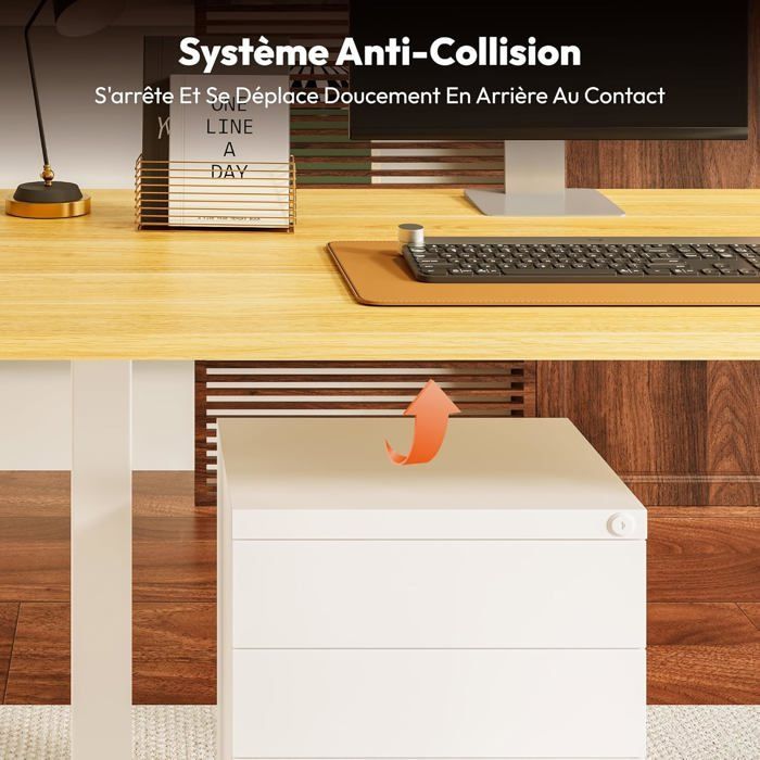 SANODESK Bureau Assis Debout, Plateau Complet 110x54cm, Système Anti-Collision, Fonctions Mémoires, Crochet/Porte-gobelet, Érable