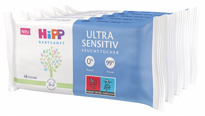 Lenços umedecidos Hipp Babysanft Ultra Sensitive para bebês
