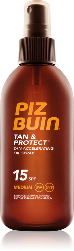 Óleo protetor Piz Buin Tan & Protect que acelera o bronzeamento FPS 15