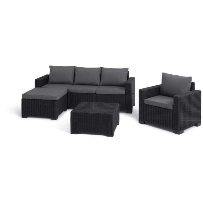 Set di mobili da giardino in resina effetto rattan intrecciato - Allibert di KETER - 5 posti - Moorea - Grigio grafite