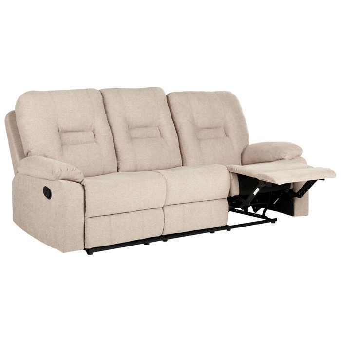 Canapé relax manuel 3 places BERGEN Tissu Beige
