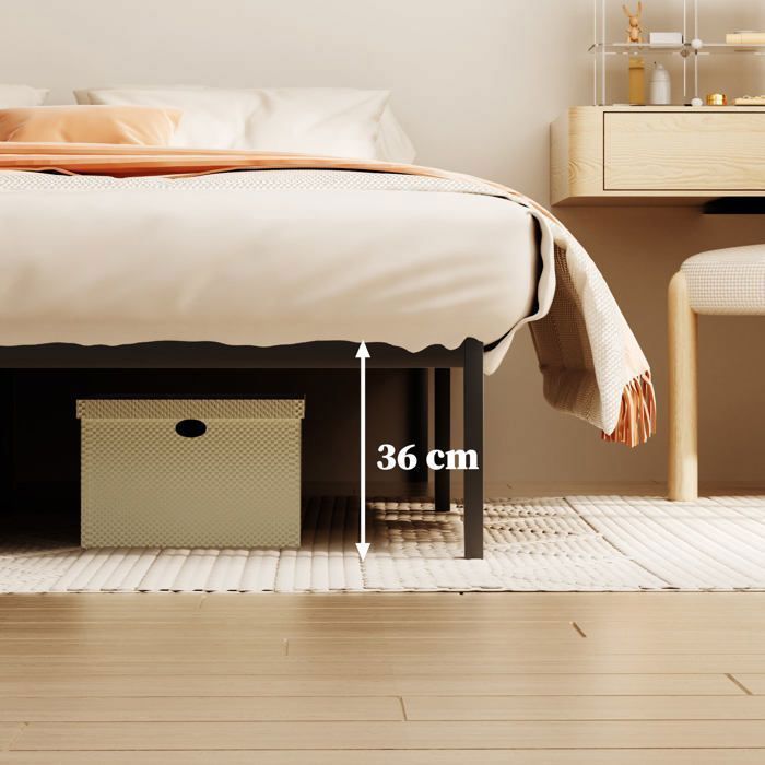 Estructura de cama - STANOW - 160 x 200 cm - Metal - 24 listones - Fácil montaje