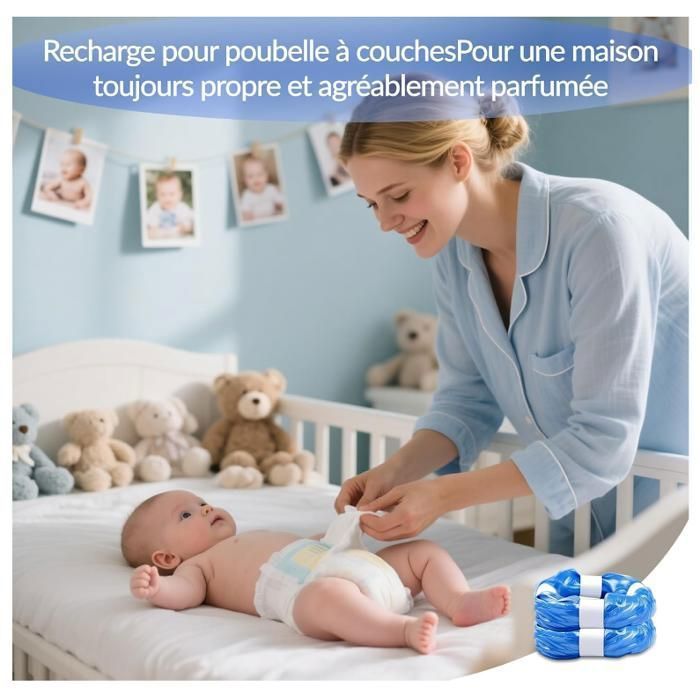 12 Pièces Recharge Poubelle a Couche, Sac Poubelles à Couches et Recharge Grande Capacité Anti-odeurs,R RECHARGE POUBELLE A COUCHES