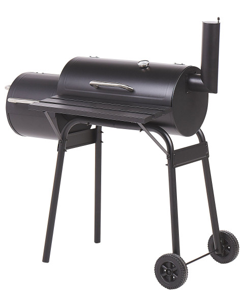 Ogrodowy grill węglowy z wędzarnią ma kółkach
