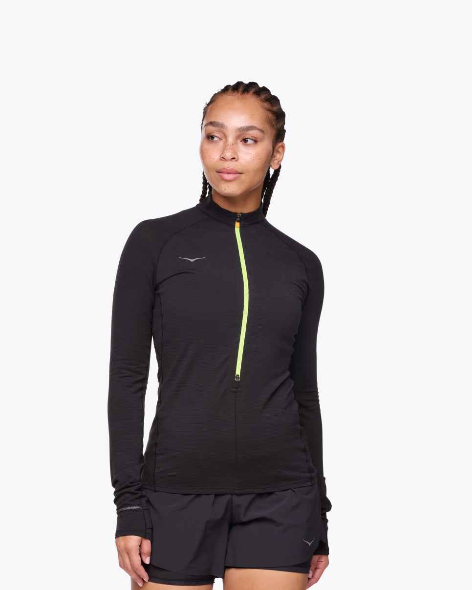 HOKA Manga larga BaseZip negra