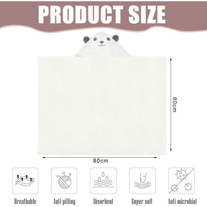Juego de 3 toallas de baño para bebé, toalla con capucha, capa de baño extragrande para bebé (80 x 80 cm), regalo para baby shower.