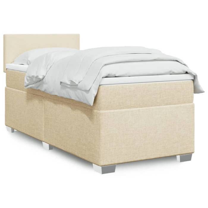 Estructura de cama con colchón - Maison Exclusive - 80x200 cm - Tejido color crema - Máxima relajación