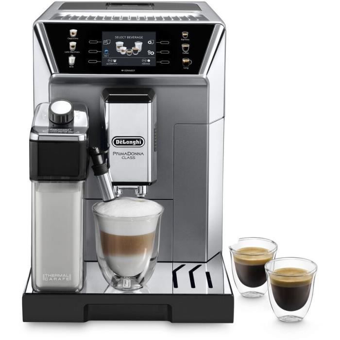 Cafetera espresso DELONGHI 0132217051 PrimaDonna Class con molinillo - Depósito de agua de 2 L - Prepara 2 tazas simultáneamente - Tolva de granos de 400 g - Metal y negro
