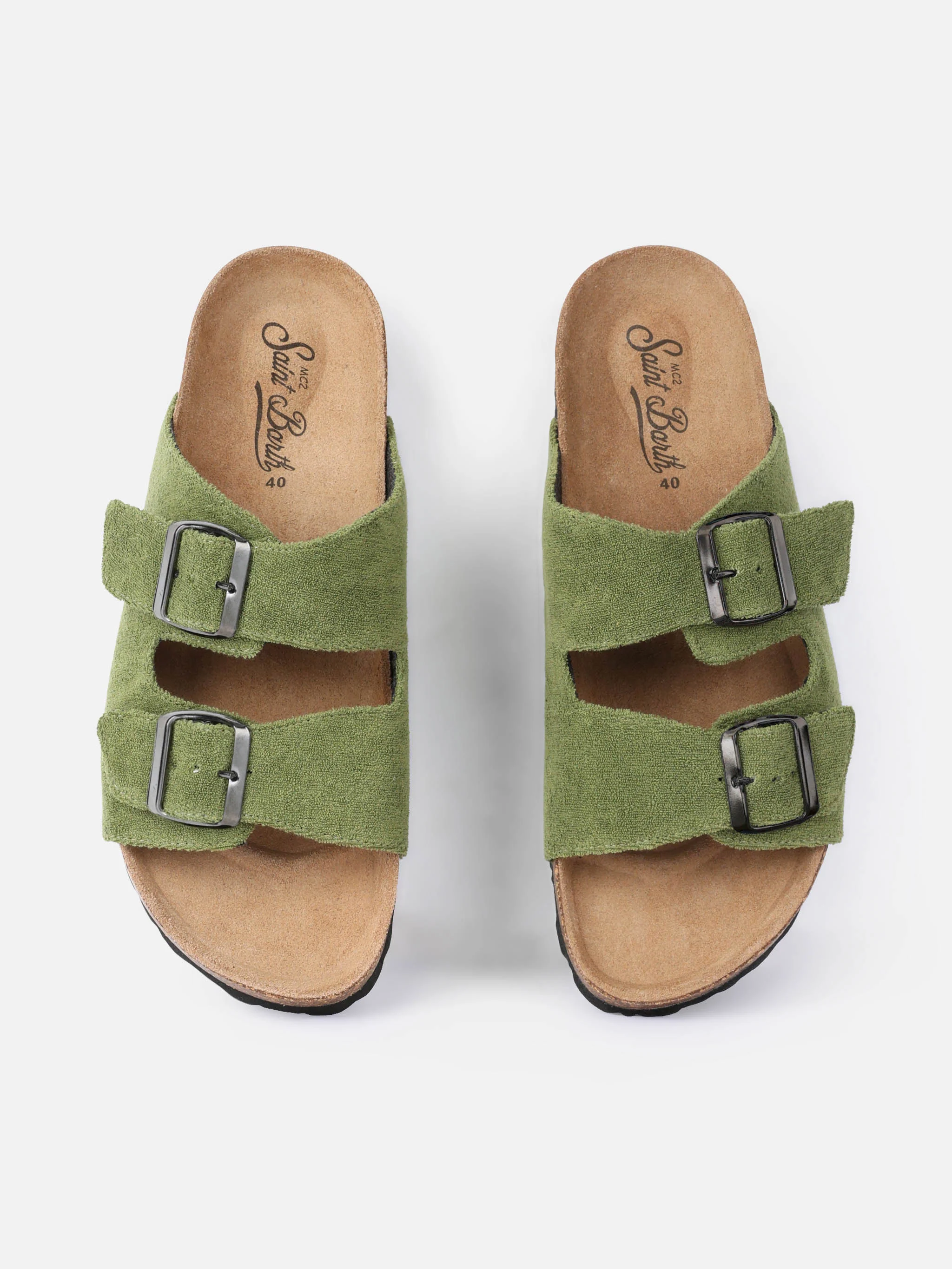 Militairgroene badstof herensandalen