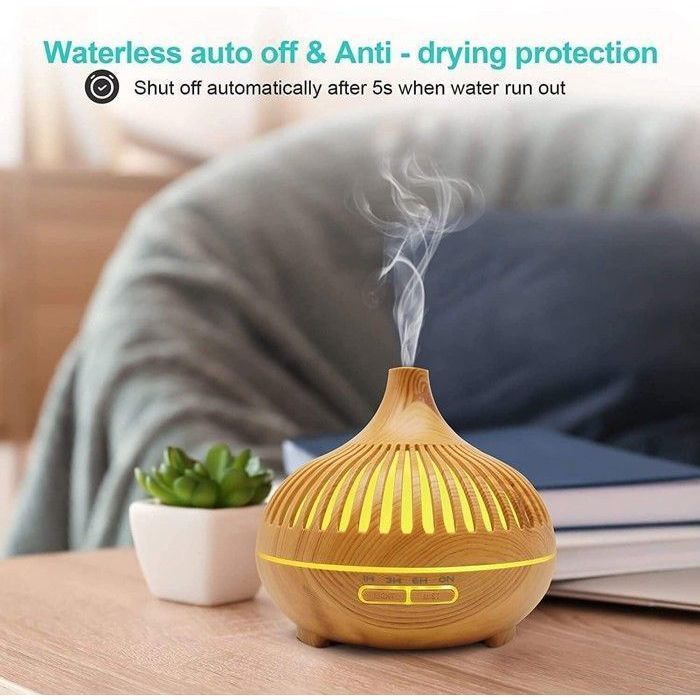 Difusor de aceites esenciales de 550 ml, humidificador ultrasónico con control remoto y 15 luces LED para el hogar, yoga u oficina.