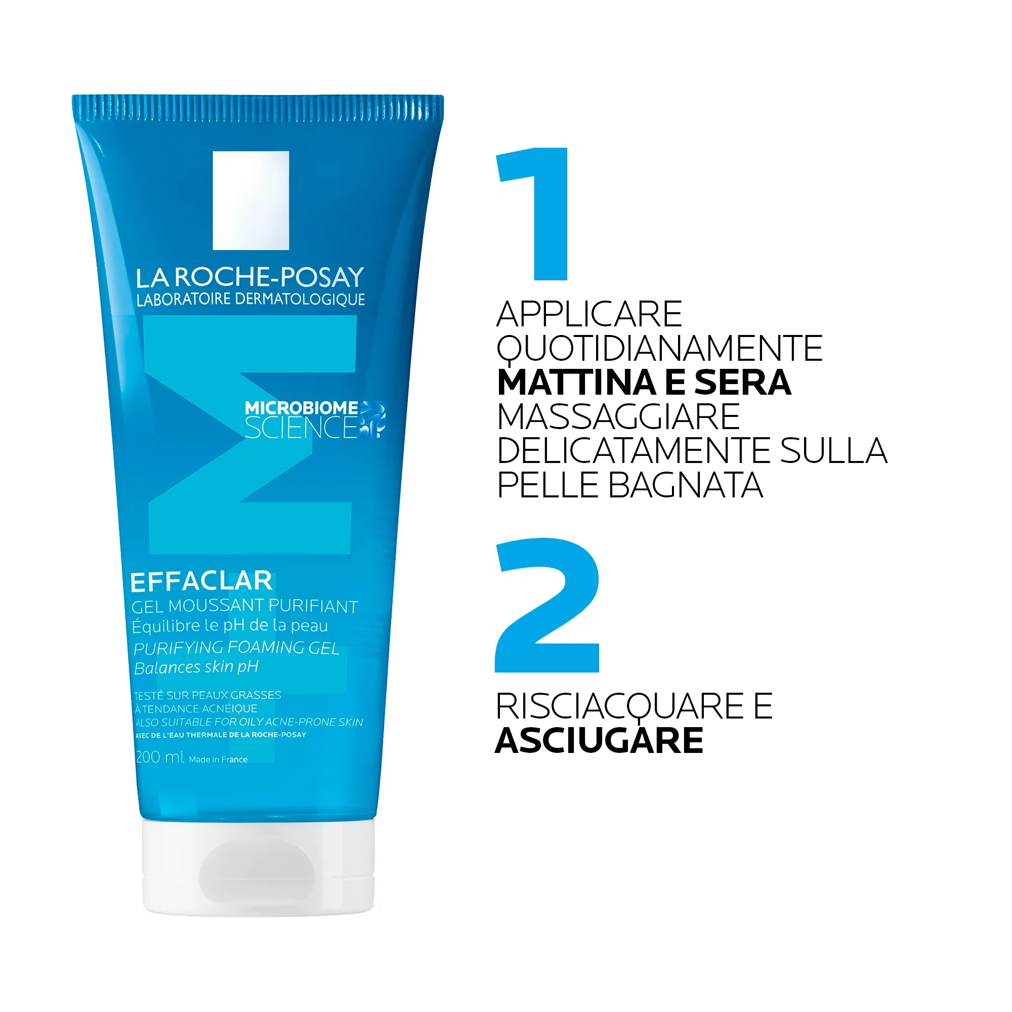 LA ROCHE POSAY Effaclar Zuiverende Gel Mousse 200 ml Gezichtsreinigingsgel voor de vette en gevoelige huid