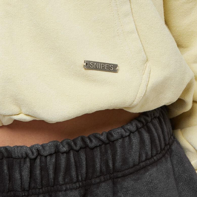 Stor Old English Logo Tvättad Oversized Cropped Zip Hoodie
