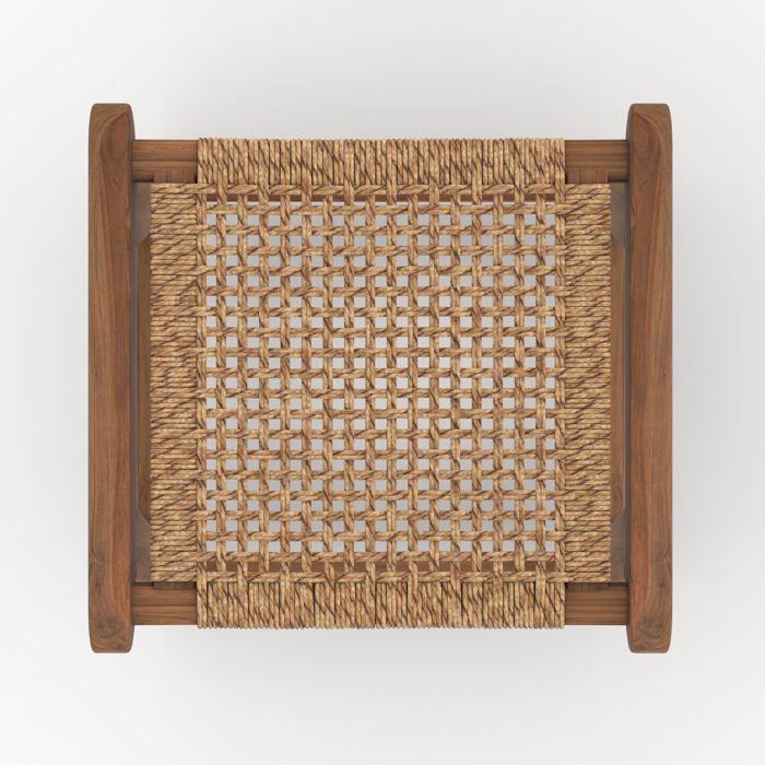 Omaha 66cm Kitchen Island Stool in Varnished Teak and Synthetic Weave - Rendez-Vous Déco