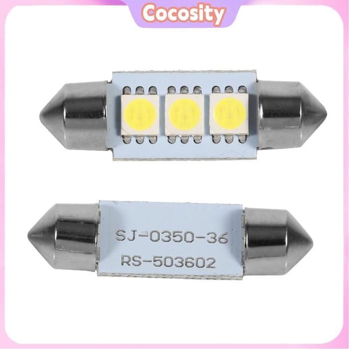 Cocosity 10 bombillas LED tipo festón de 36 mm y 12 V, 3 SMD 5050 para luz trasera interior de coche, color blanco.