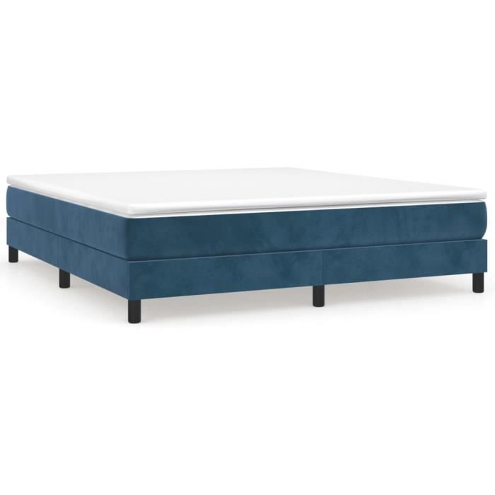 Rete a molle FAFEICY - 160x200 cm - Velluto blu scuro - 2 posti - Gambe incluse