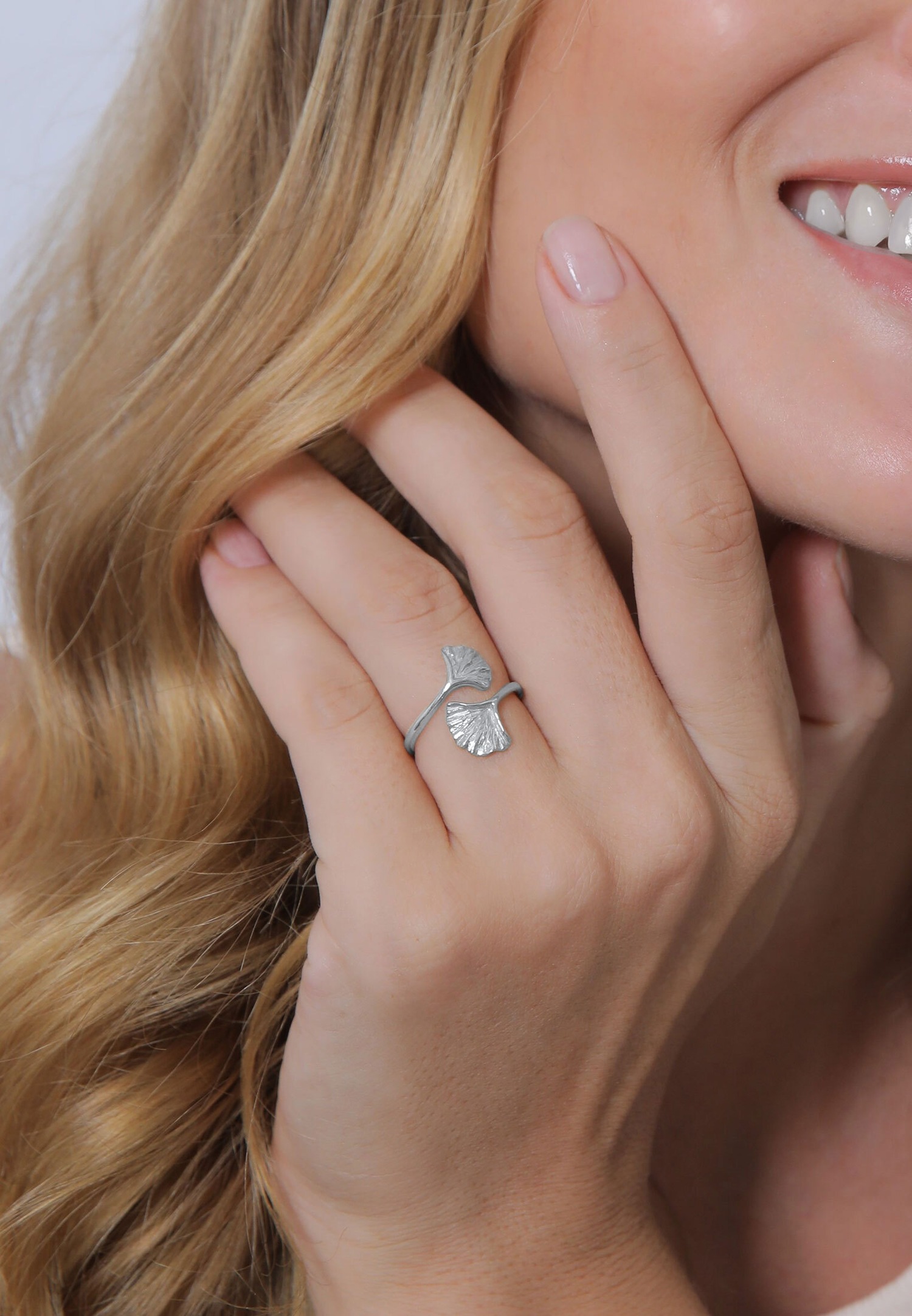 Elli Femmes Gingko Feuille Ouverte Tendance en argent sterling 925 plaqué or